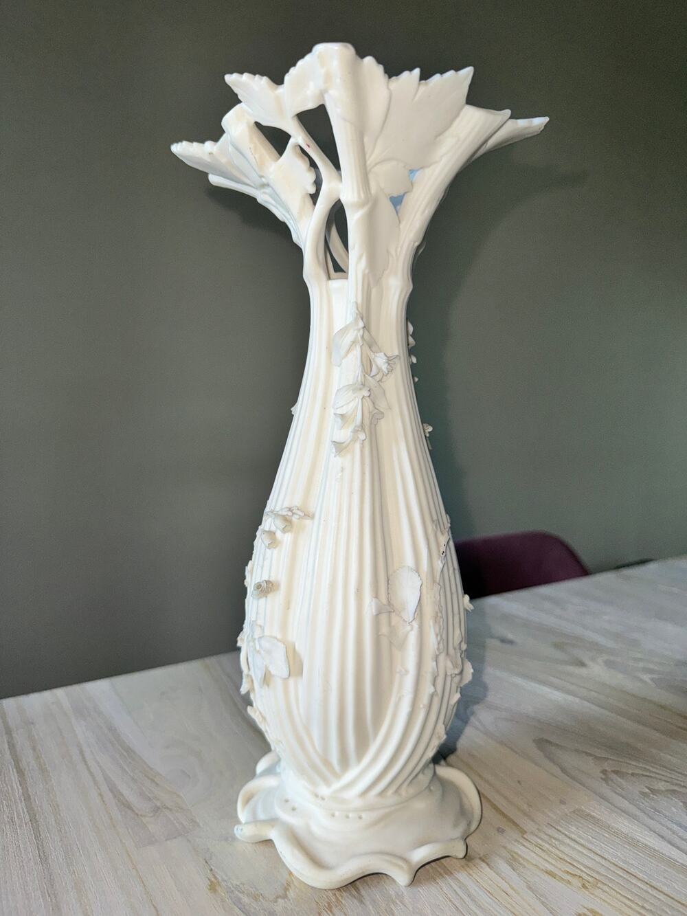 Antique 19th Century Samuel Alcock Vase Floral Cut Out Unique One of a Kind FLAW